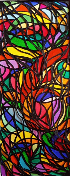 Pintura intitulada "Impression vitrail…" por Dominique Jolivet, Obras de arte originais, Aquarela
