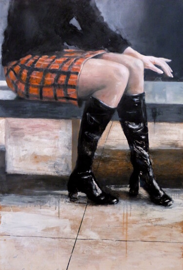 Peinture intitulée "Plaid skirt" par Wilfrid Moizan, Œuvre d'art originale, Huile