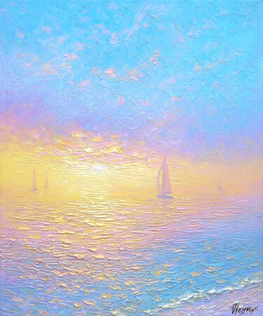 Sunrise 02 Ζωγραφική με τίτλο "Sunrise 02" από Dmitry Oleyn, Αυθεντικά έργα τέχνης, Λάδι Τοποθετήθηκε στο Ξύλινο φορείο σκελετό
