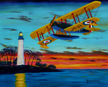 Vintage Seaplane Ascending At Dawn 「Vintage Seaplane As…」というタイトルの絵画 Anthony Dunphyによって, オリジナルのアートワーク, アクリル