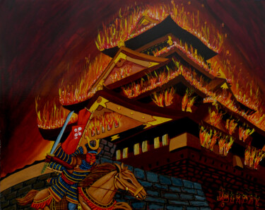 Schilderij getiteld "Siege of Osaka in 1…" door Anthony Dunphy, Origineel Kunstwerk, Acryl