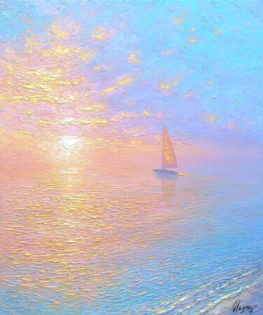 Sunrise 03 Painting titled "Sunrise 03" by Dmitry Oleyn, Original Artwork, Oil Mounted on Wood Stretcher frame