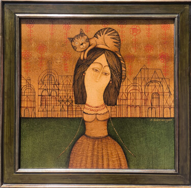 Crowned in Curiosity 绘画 标题为“Crowned in Curiosity” 由Armen Vahramyan, 原创艺术品, 油 安装在木质担架架上