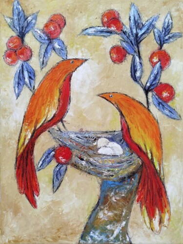 绘画 标题为“In the garden” 由Narineh Qochinyan-Arakelyan, 原创艺术品, 油 安装在木质担架架上