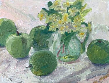 「Granny Smiths and P…」というタイトルの絵画 Georgina Reyによって, オリジナルのアートワーク, オイル