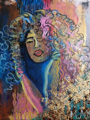 Peinture intitulée "Portrait de femme" par Kamourange, Œuvre d'art originale, Acrylique Monté sur Châssis en bois
