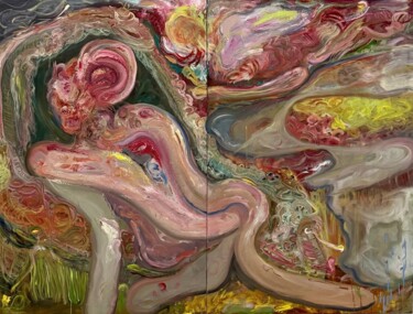 Schilderij getiteld "Auto-genesis" door Ildar Kozhaev, Origineel Kunstwerk, Olie