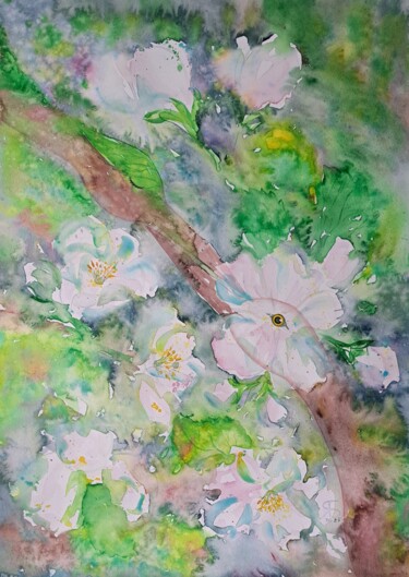 spring Painting titled "spring" by Yana Bila, Original Artwork, Watercolor