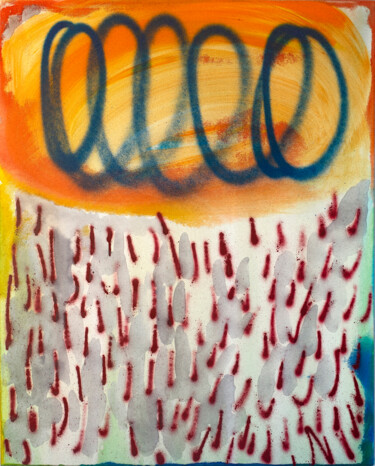 Painting titled "Cloudy With Occasio…" by Evgenia Makarova, Original Artwork, Oil Mounted on Wood Stretcher frame