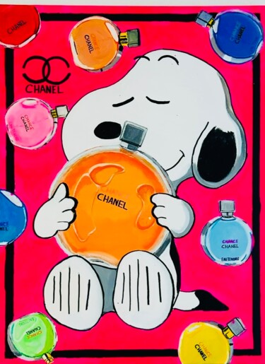 Peinture intitulée "Snoopy Chanel" par Whoisrick, Œuvre d'art originale, Acrylique Monté sur Châssis en bois