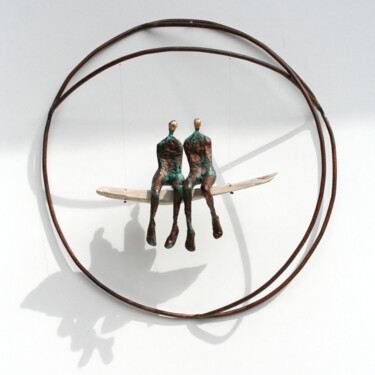 Sculpture murale mobile, Swing Lovers, balançoire amoureuse 제목이 "Sculpture murale mo…"인 조형물 Vanessa Renoux로, 원작, 금속