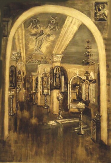 Desenho intitulada "Церковь Александры…" por Sofia Rycanova, Obras de arte originais, Aquarela