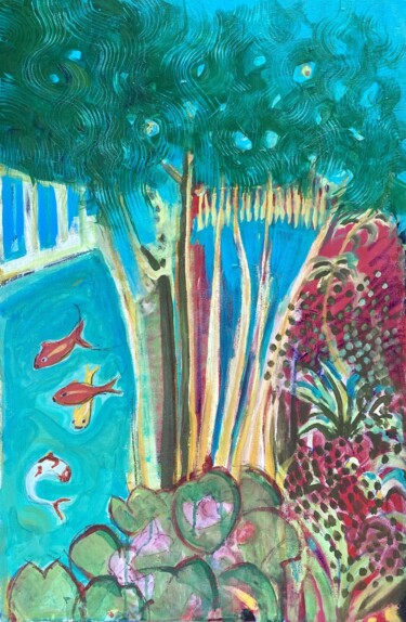 绘画 标题为“Sous les nénuphards” 由Sabrina Alvarez, 原创艺术品, 丙烯