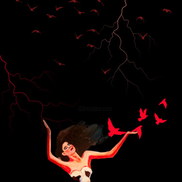 Arte digitale intitolato "Je suis l'orage" da Frida Narin, Opera d'arte originale, Collage digitale