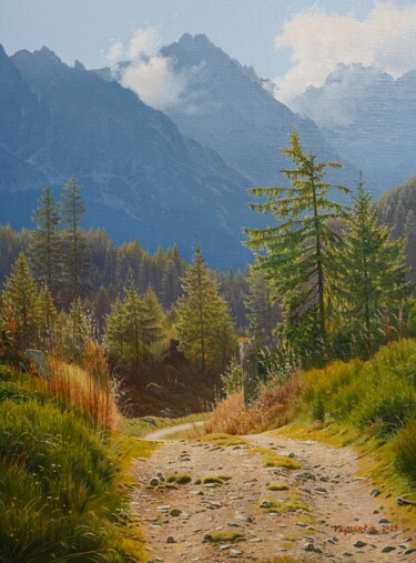 Path to the mountains Peinture intitulée "Path to the mountai…" par Emil Mlynarcik, Œuvre d'art originale, Huile Monté sur Châssis en bois