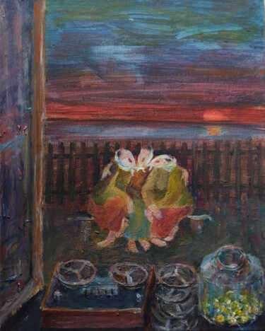 「Karaoke」というタイトルの絵画 Aleksandr Tkachenkoによって, オリジナルのアートワーク, アクリル 段ボールにマウント