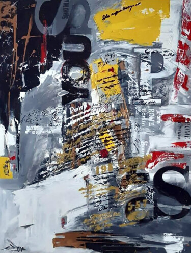 Peinture intitulée "Newspaper" par Marusya Abashidze, Œuvre d'art originale, Acrylique Monté sur Châssis en bois