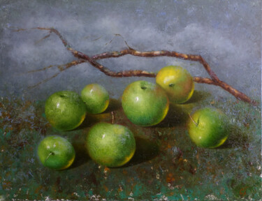 Peinture intitulée "Planet of Apples" par Svetlana Petruša, Œuvre d'art originale, Huile Monté sur Châssis en bois