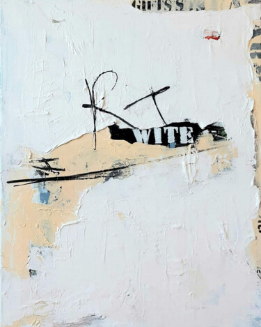 Peinture intitulée "White paint on news…" par Marusya Abashidze, Œuvre d'art originale, Acrylique Monté sur Châssis en bois