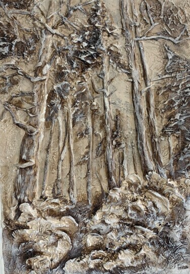 「Wood」というタイトルの絵画 Muzaによって, オリジナルのアートワーク, しっくい