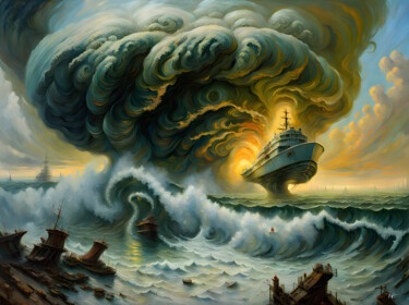 「Nature's Fury #5 -…」というタイトルのデジタルアーツ Frederic Racaudによって, オリジナルのアートワーク, AI生成画像