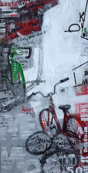 Schilderij getiteld "Along the streets o…" door Marusya Abashidze, Origineel Kunstwerk, Acryl Gemonteerd op Frame voor houte…
