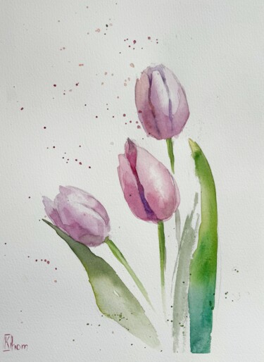 "Flowers. Tulips" başlıklı Tablo Liliya Khomyakova (Artelida) tarafından, Orijinal sanat, Suluboya