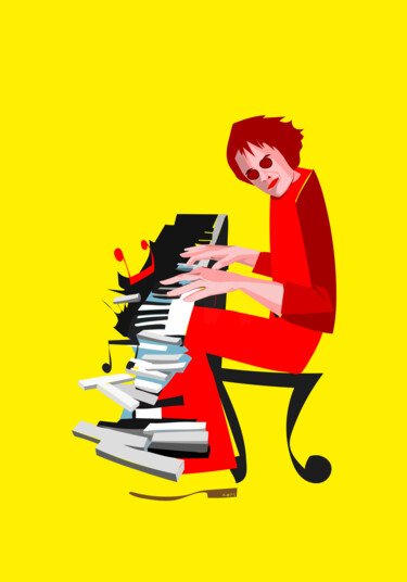 Artes digitais intitulada "PIANISTA" por Cesare Maestrelli, Obras de arte originais, Trabalho Digital 2D