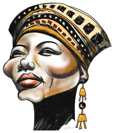 Queen Latifah Musician Singer Artwork Artes digitais intitulada "Queen Latifah Music…" por Ouraniart, Obras de arte originais, Pintura digital
