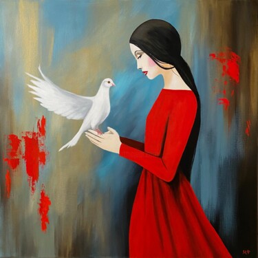 Messenger of hope 绘画 标题为“Messenger of hope” 由Maria Paschen, 原创艺术品, 丙烯 安装在木质担架架上