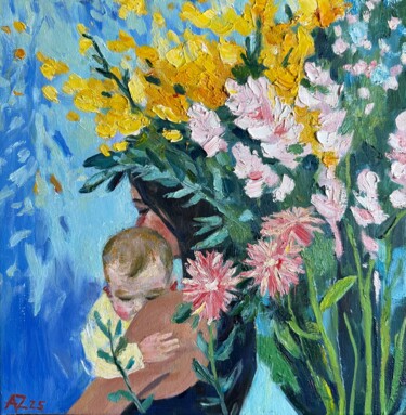 Когда ты рядом Painting titled "Когда ты рядом" by Aleksandra Zaika, Original Artwork, Oil Mounted on Wood Stretcher frame