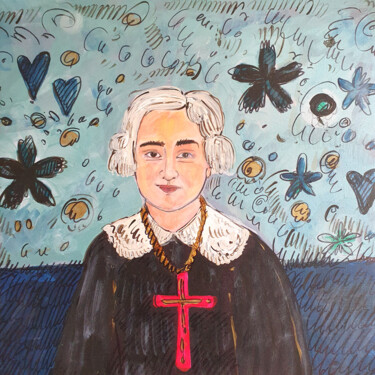 Schilderij getiteld "sister Agnes" door Fiorentina Giannotta, Origineel Kunstwerk, Acryl Gemonteerd op Frame voor houten bra…