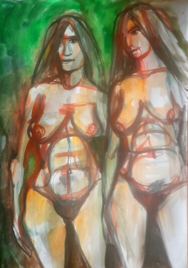 Pittura intitolato "Amazonas" da Alexey Zhucovsky, Opera d'arte originale, Acquarello