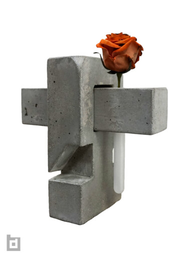 Rzeźba zatytułowany „IKEN BRUTALIST VASE…” autorstwa Paolo Castagna (Brutalist Design), Oryginalna praca, Cement