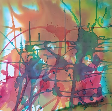 Colorful Abstract Wall Art Modern Watercolor Canvas Painting Pittura intitolato "Colorful Abstract W…" da Diana Dimova - Traxi, Opera d'arte originale, Acquarello