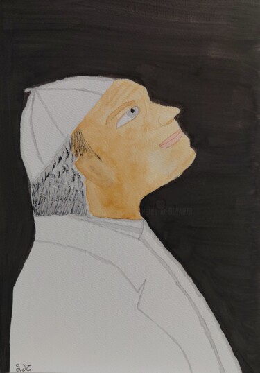 绘画 标题为“Le pape François” 由Lourdes M, 原创艺术品, 水彩