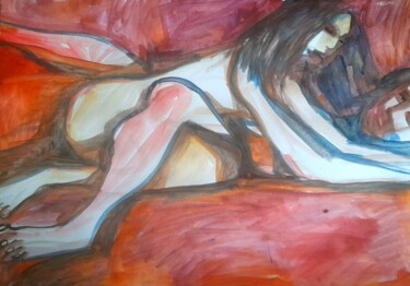 Schilderij getiteld "She is a winner" door Alexey Zhucovsky, Origineel Kunstwerk, Aquarel