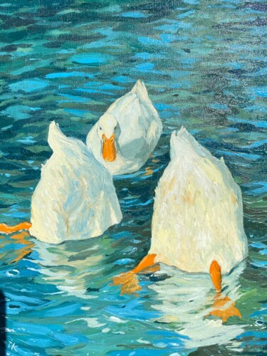 Diving Ducks Peinture intitulée "Diving Ducks" par Inna Kalenychenko, Œuvre d'art originale, Huile