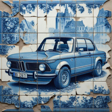 ""BMW 2002"" başlıklı Tablo Luc Best tarafından, Orijinal sanat, Dijital Kolaj Ahşap Sedye çerçevesi üzerine monte edilmiş