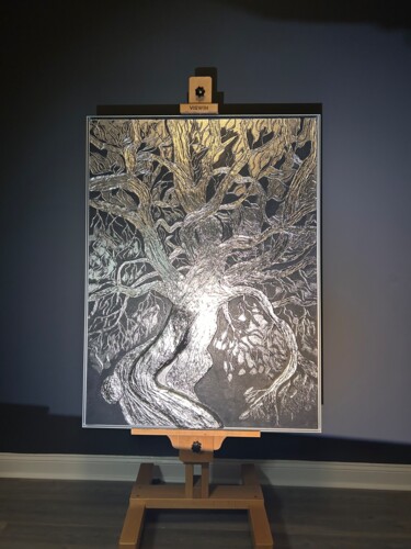 "Chrome Tree" başlıklı Tablo Irina Bischoff tarafından, Orijinal sanat, Akrilik Ahşap Sedye çerçevesi üzerine monte edilmiş