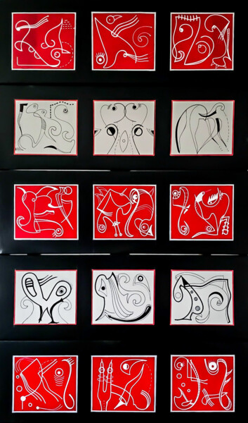 Peinture intitulée "5 x 3 não são 15, n…" par Mutes / César Amorim, Œuvre d'art originale, Marqueur