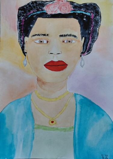 绘画 标题为“Frieda Kahlo” 由Lourdes M, 原创艺术品, 水彩