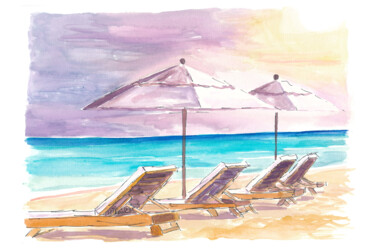 Turks and Caicos Caribbean Grace Bay Beach Bliss Malarstwo zatytułowany „Turks and Caicos Ca…” autorstwa Artshop77, Oryginalna praca, Akwarela