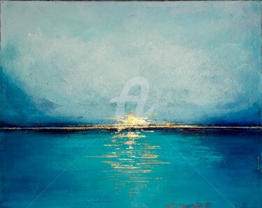 Gold spark Ζωγραφική με τίτλο "Gold spark" από Brigitte Dravet, Αυθεντικά έργα τέχνης, Ακρυλικό Τοποθετήθηκε στο Ξύλινο φορείο σκελετό
