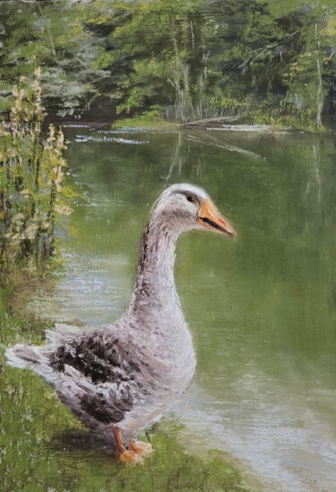 绘画 标题为“Гусь. Goose.” 由Irina Nikulina, 原创艺术品, 粉彩