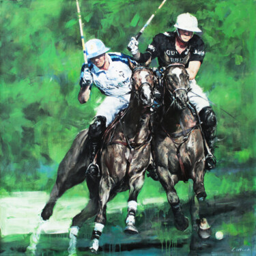 Peinture intitulée "Polo. Horses series." par Andrei Sitsko, Œuvre d'art originale, Huile Monté sur Châssis en bois