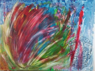 Schilderij getiteld "Mortuus" door All, Origineel Kunstwerk, Acryl Gemonteerd op Frame voor houten brancard