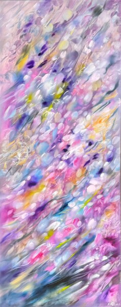 「Purple Rain III」というタイトルの絵画 Khrystyna Kozyukによって, オリジナルのアートワーク, オイル ウッドストレッチャーフレームにマウント