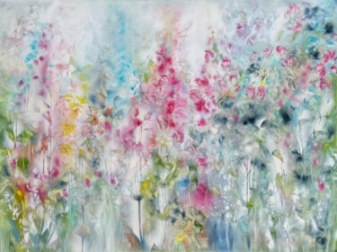 Картина под названием "Garden Blooms" - Khrystyna Kozyuk, Подлинное произведение искусства, Масло Установлен на Деревянная р…