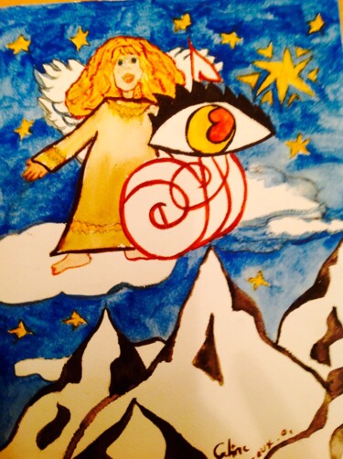 Painting titled "Angélique" by Céline Marcoux, Original Artwork, Watercolor